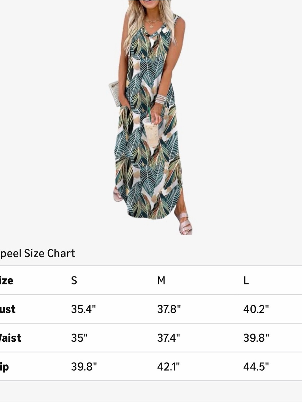 Tropical Leaf Print Maxi Cover-Up Dress - Green size S - Picture 3 of 3